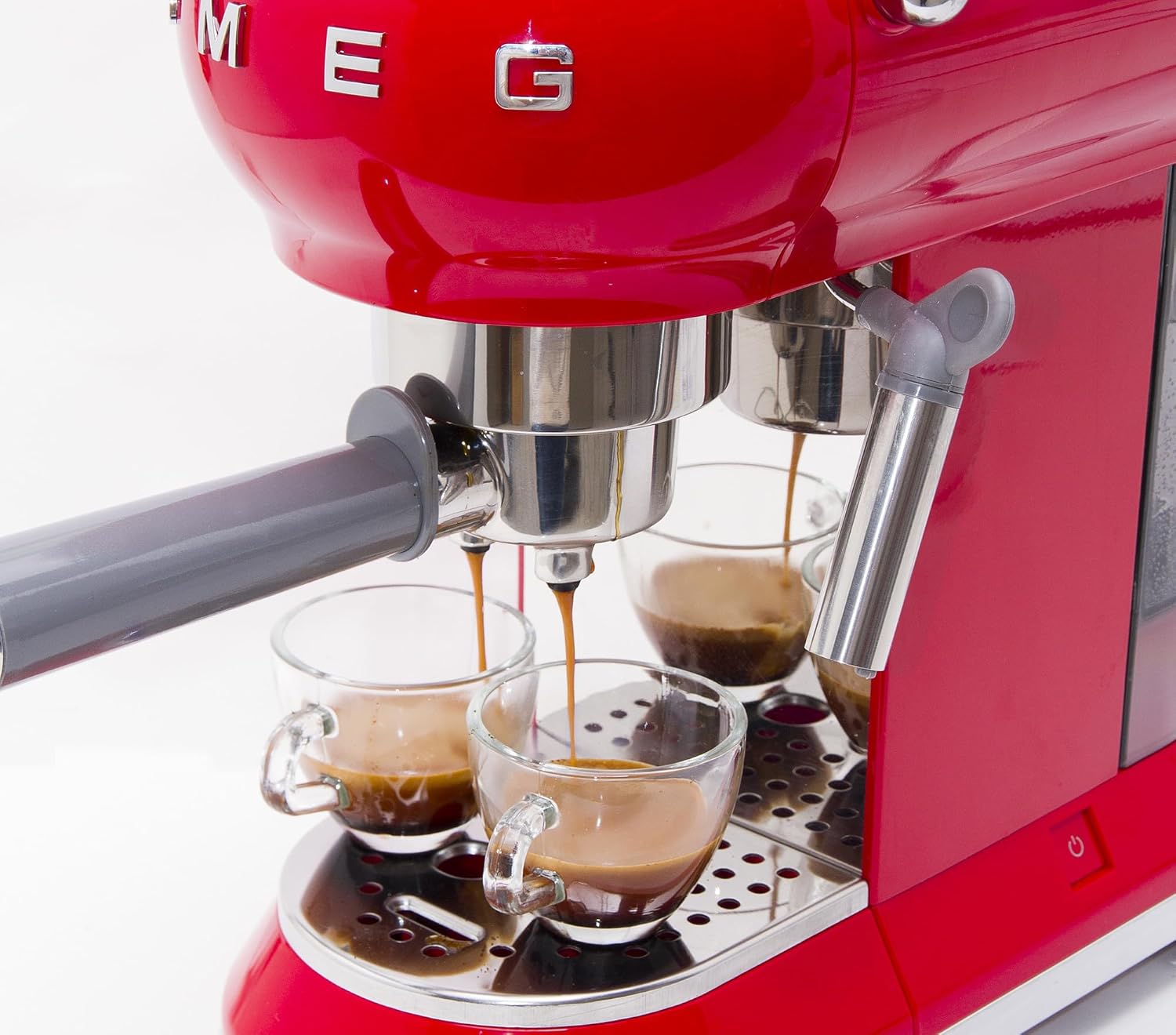 Smeg, ECF01WHEU Macchina da Caffè Espresso Manuale, Sistema Cappuccino, Thermoblock, Alloggiamento Tazze Grandi e Funzione Doppio Caffè, Serbatoio Acqua 1 l, Dimensioni Compatte, 1350W, Bianco