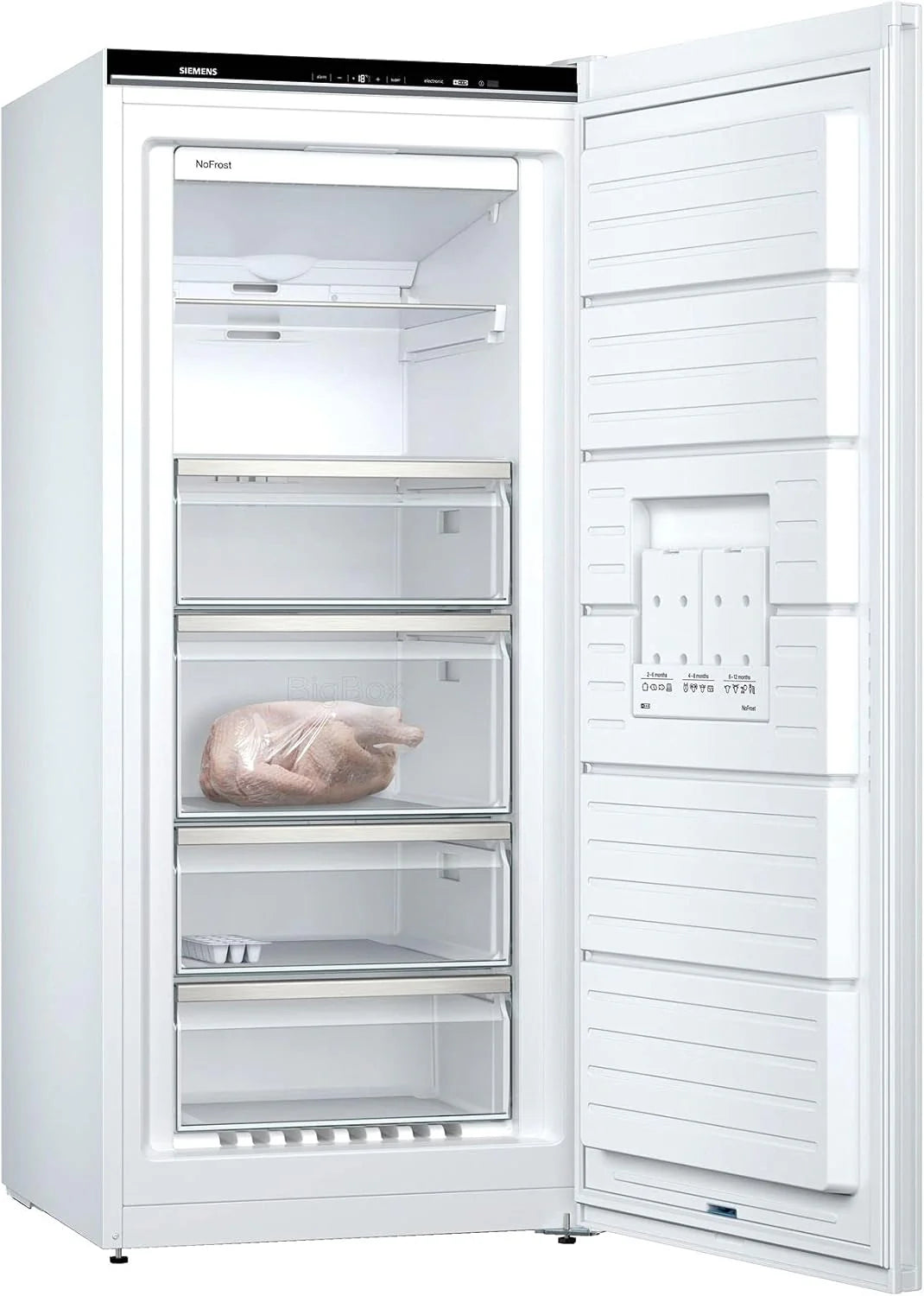 Siemens GS54NAWCV iQ500 Congelatore, 176 x 70 cm, 327 L, noFrost mai più sbrinamento, bigBox spazio per alimenti grandi, varioZone ripiani in vetro e cassetti flessibili, Bianco