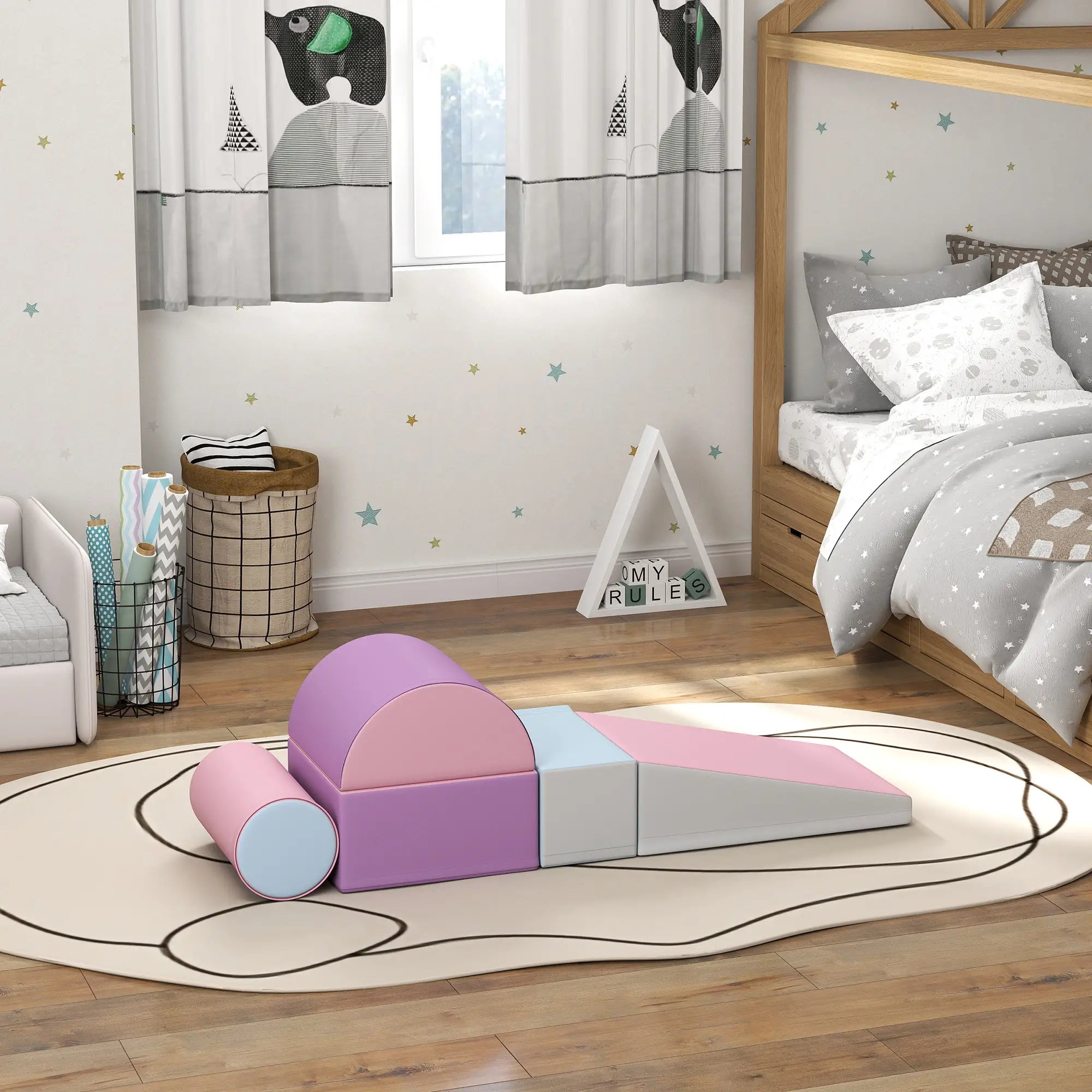 HOMCOM Set 5 Blocchi Morbidi – Giocattolo da Costruzione per Bambini Piccoli
