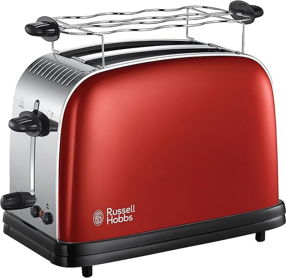 Russell Hobbs Set Colazione Colours+ Rosso: Macchina da caffè [Timer digitale, Doccetta per estrazione e aroma ottimali] 24031-56 + Bollitore [1,7l, 2400W] 20412-70 + Tostapane [per 2 fette] 26554-56
