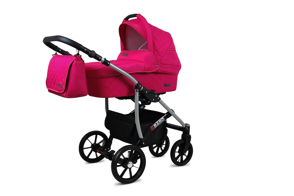 BabyLux® Bambimo Kinderwagen Set 3 in 1 - Qbaro - incl. Babywanne, Buggy Sportsitz, Auto-Babyschale - Autositz - Kinderwagenset - Kombikinderwagen mit Wickeltasche, Regenschutz usw.