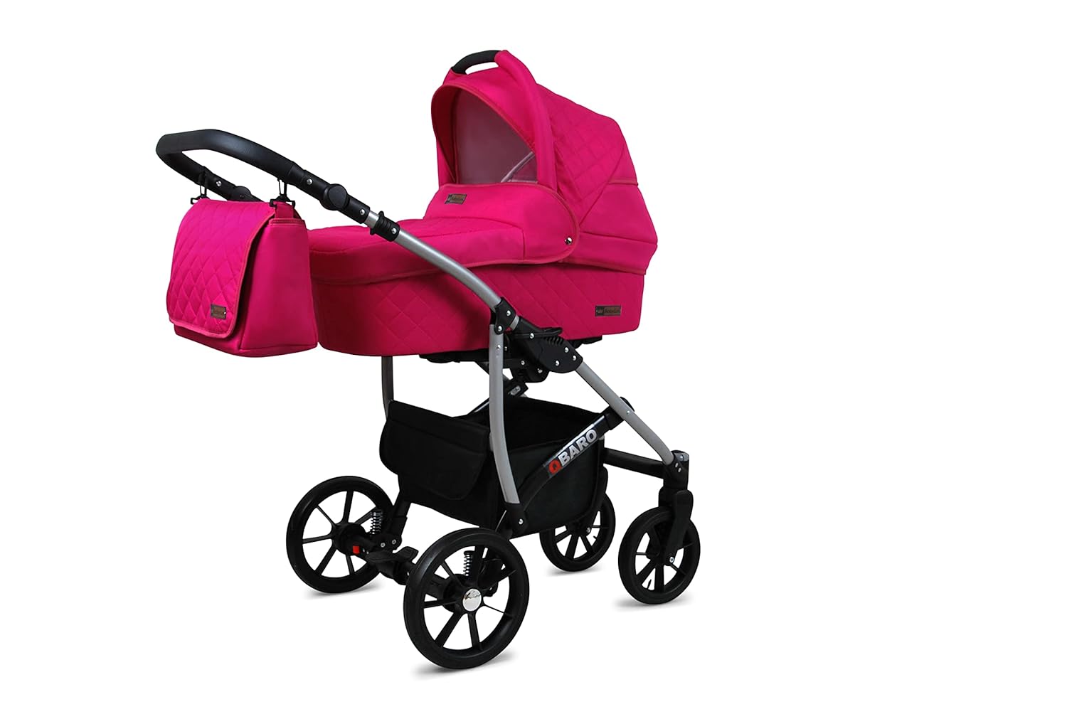 BabyLux® Bambimo Kinderwagen Set 3 in 1 - Qbaro - incl. Babywanne, Buggy Sportsitz, Auto-Babyschale - Autositz - Kinderwagenset - Kombikinderwagen mit Wickeltasche, Regenschutz usw.