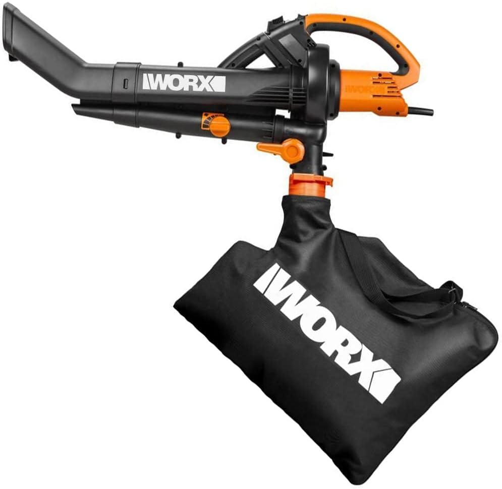 WORX WG583E.9 Soffiatore/Aspiratore per Foglie a Batteria 40V (2x20V) - 2 in 1 per Spazzare e Aspirare le Foglie - Sacco di Raccolta da 35L - Senza Batteria e Caricabatterie, Nero / Arancione