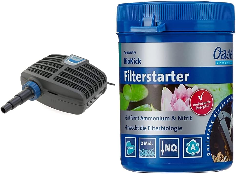 OASE 51096 Pompa per filtro e ruscello AquaMax Eco Classic 5500, portata 5300 l/h, pompa per ruscello a risparmio energetico, pompa per laghetto, filtro, pompa, ruscello, grigio scuro