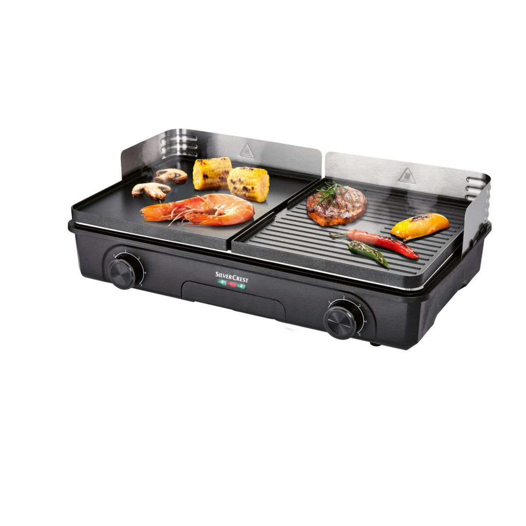 SILVERCREST® KITCHEN TOOLS Barbecue da tavolo «STG 2200 A1», con due superfici di cottura separate - Articolo nuovo di seconda scelta