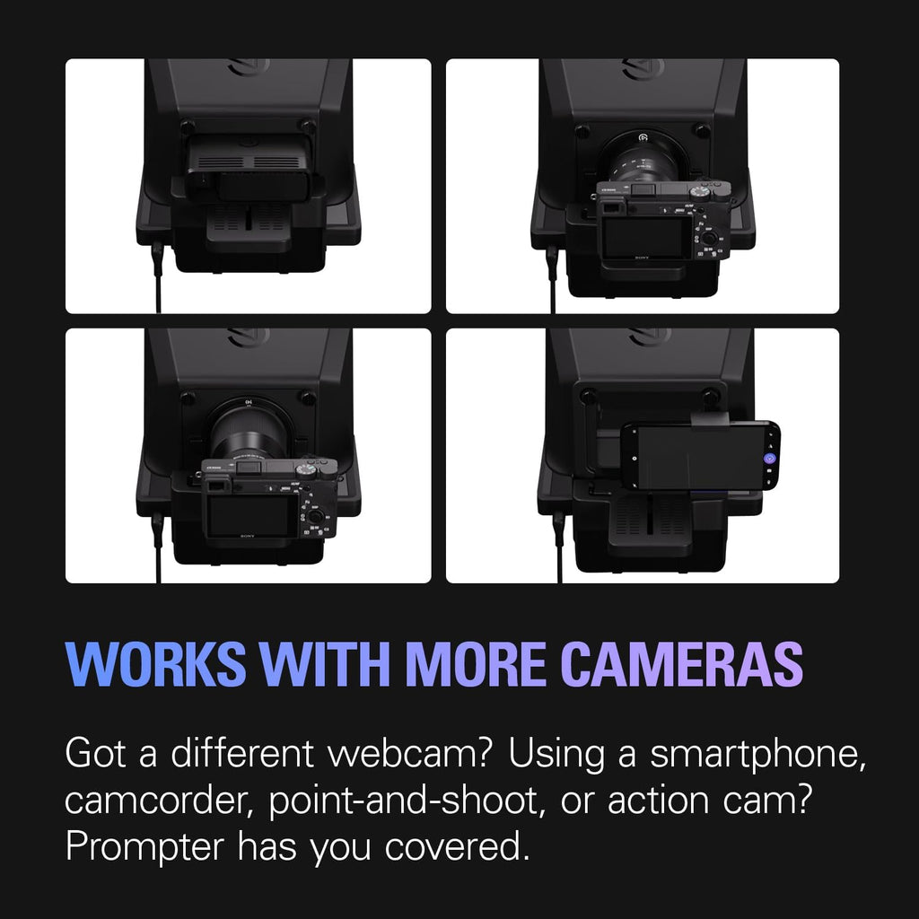 Elgato Prompter – Teleprompter mit integriertem Bildschirm für YouTube, Twitch, Zoom, Teams und mehr, unterstützt DSLR/Webcam/Smartphone, Drag&Drop-Monitoranzeige, funktioniert mit Mac/PC&Stream Deck