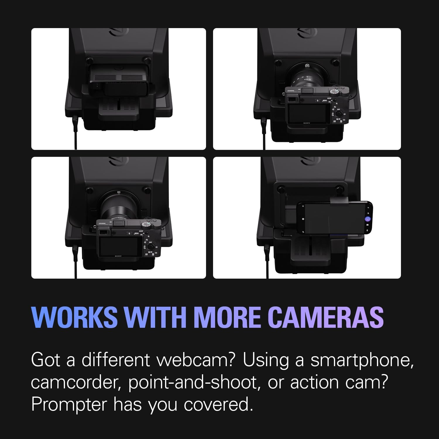 Elgato Prompter – Teleprompter mit integriertem Bildschirm für YouTube, Twitch, Zoom, Teams und mehr, unterstützt DSLR/Webcam/Smartphone, Drag&Drop-Monitoranzeige, funktioniert mit Mac/PC&Stream Deck