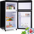 Merax Frigorifero con Congelatore, Frigorifero Combinato, Piccolo Frigorifero con 51L e Congelatore 21L, Silenzioso, LED, Ripiani in Vetro, Cassetto Verdura, Balconcini, per Cucina, Soggiorno, Ufficio, Nero