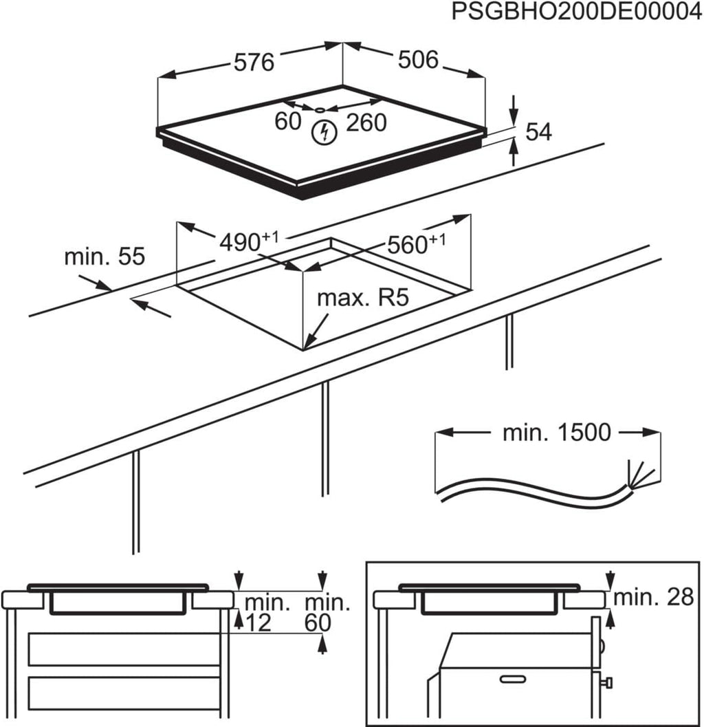 AEG Piano cottura a induzione autarchico 60cm / 4 zone con 2x funzione Power per una cottura rapida / 9 livelli di potenza / cornice in acciaio inox / Timer / Controlli Touch / Blocco di sicurezza bambini / Indicatore di calore residuo / IKB6430AMB