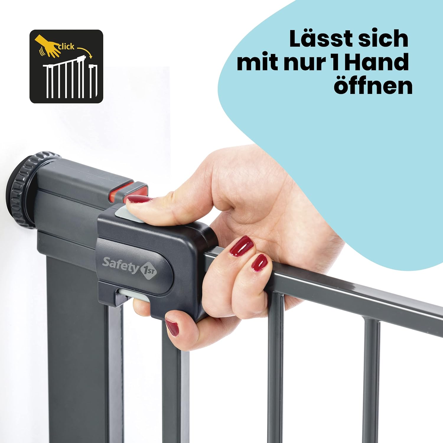 Safety 1st Easy Close Extra Tall, extra hohes (91 cm) Sicherheitsgitter aus Metall, druckfest, ideal für Kinder und Haustiere, mit einer Breite, die sich von 73 auf 80 cm ausdehnen lsst, wei