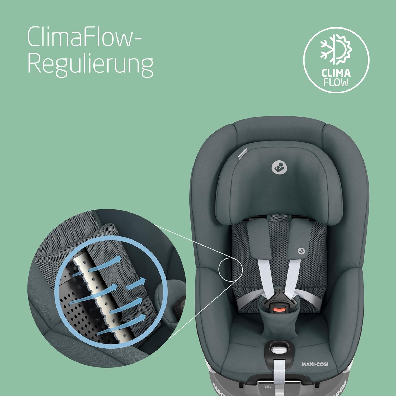 Maxi-Cosi Pearl 360 i-Size baby autositz, autositz 360 grad drehbar, 3 Monate - 4 Jahre (61-105 cm), Drehung mit nur einer Hand, ClimaFlow, Easy-In-Gurt, G-CELL, Authentic Black