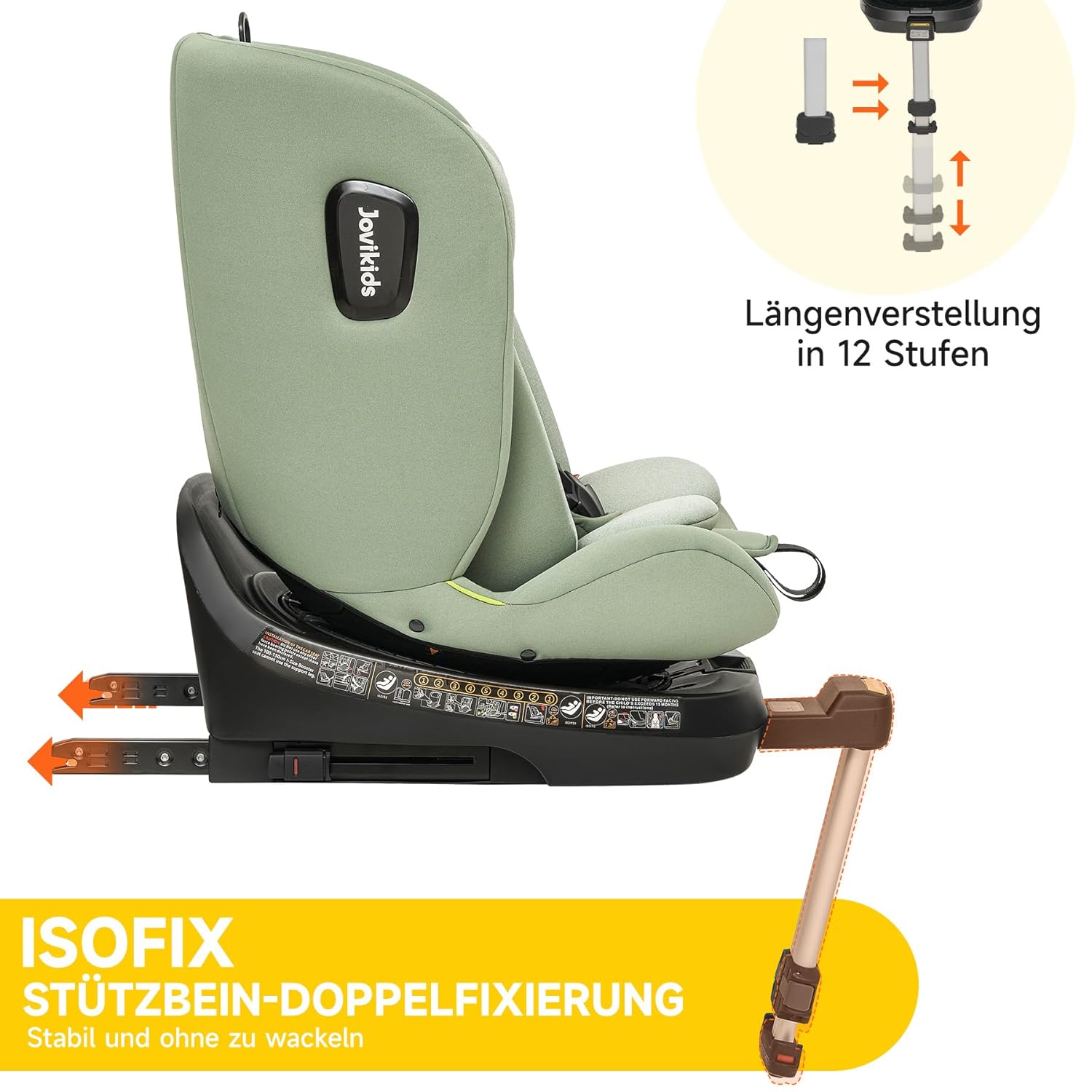 Jovikids 360° Drehbar Kindersitz mit ISOFIX, i-Size 40-150cm(ab Geburt -12 Jahre) Baby Autositz Reboarder mit Liegefunktion & Abnehmbar Vordach, ECE R129 (blau)