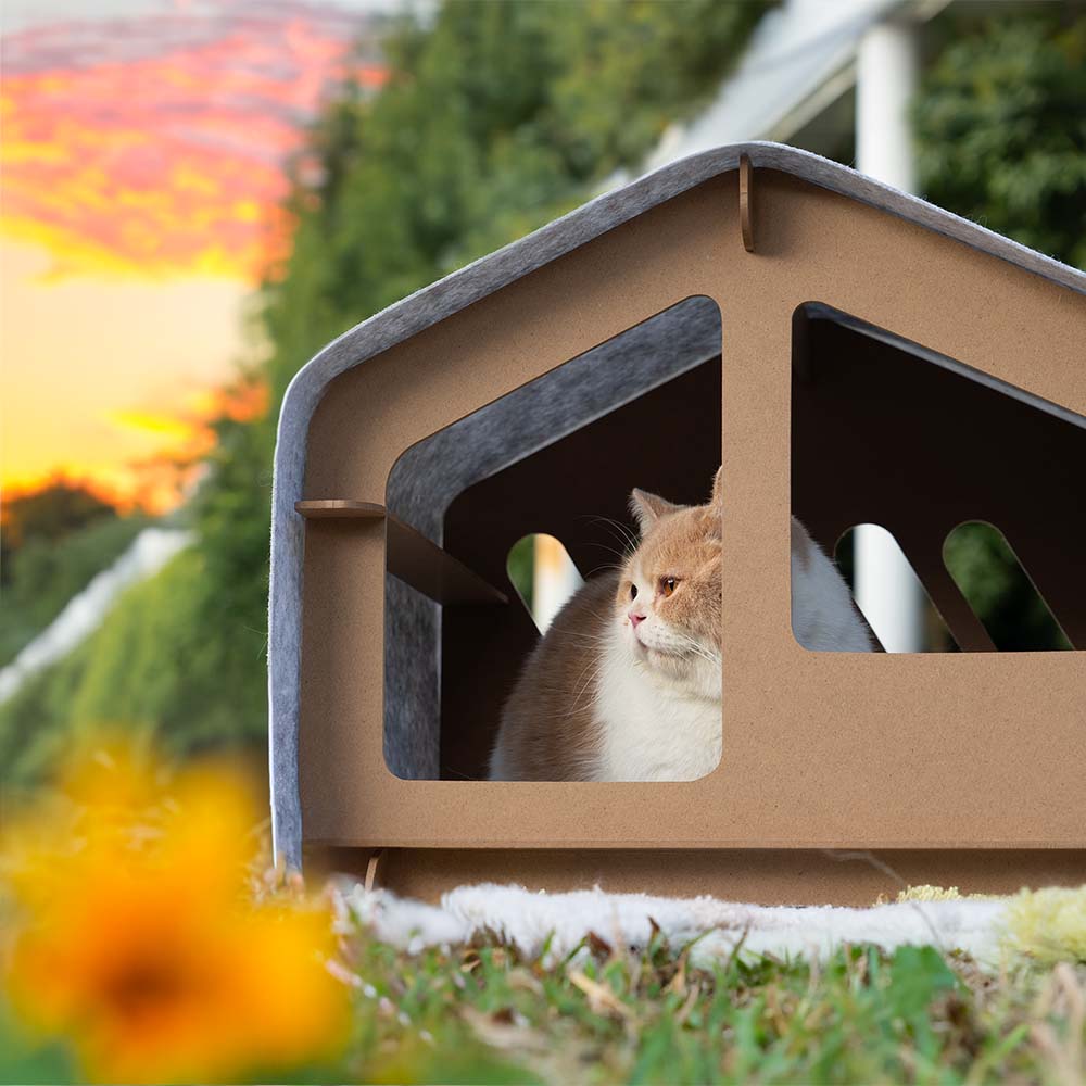 Cat Villa di Lusso - Casetta Extra Large Semichiusa per Gatti con Struttura in Legno