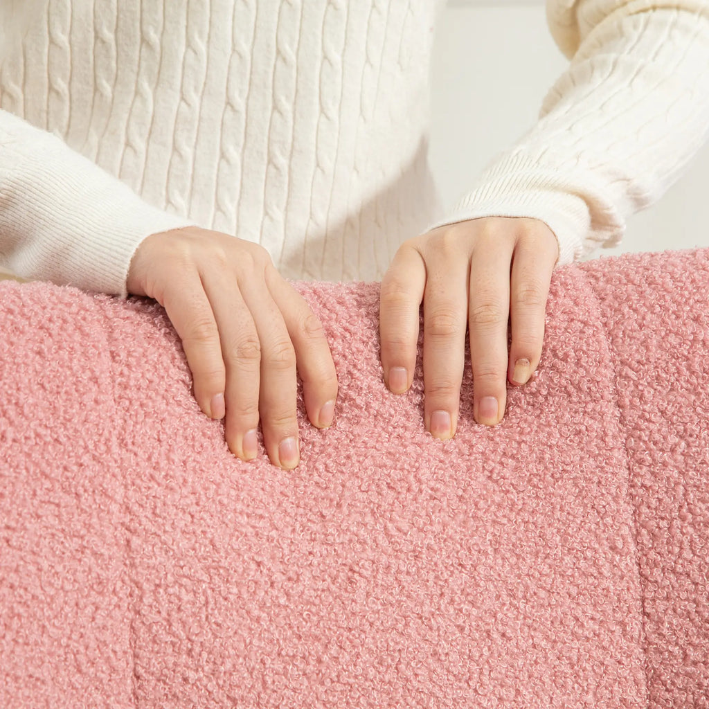 HOMCOM Schaukelstuhl Schwingsessel sanftes Schaukeln Teddysamt Rosa