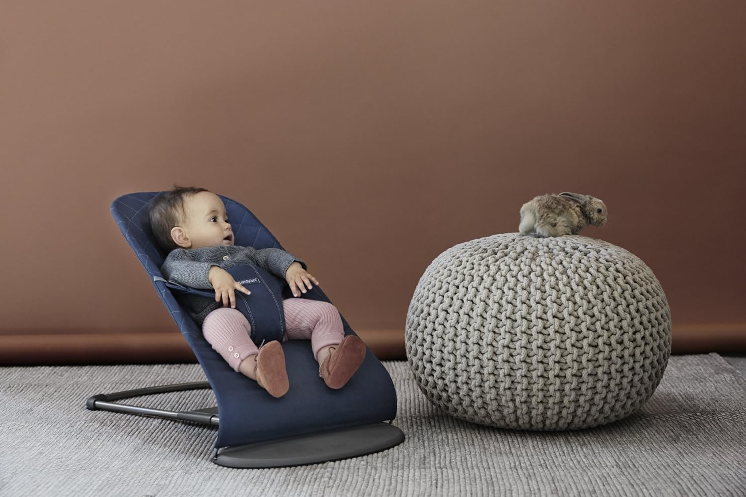 BabyBjörn Sdraietta Bliss, Tessuto trapuntato a petalo, Grigio Sabbia