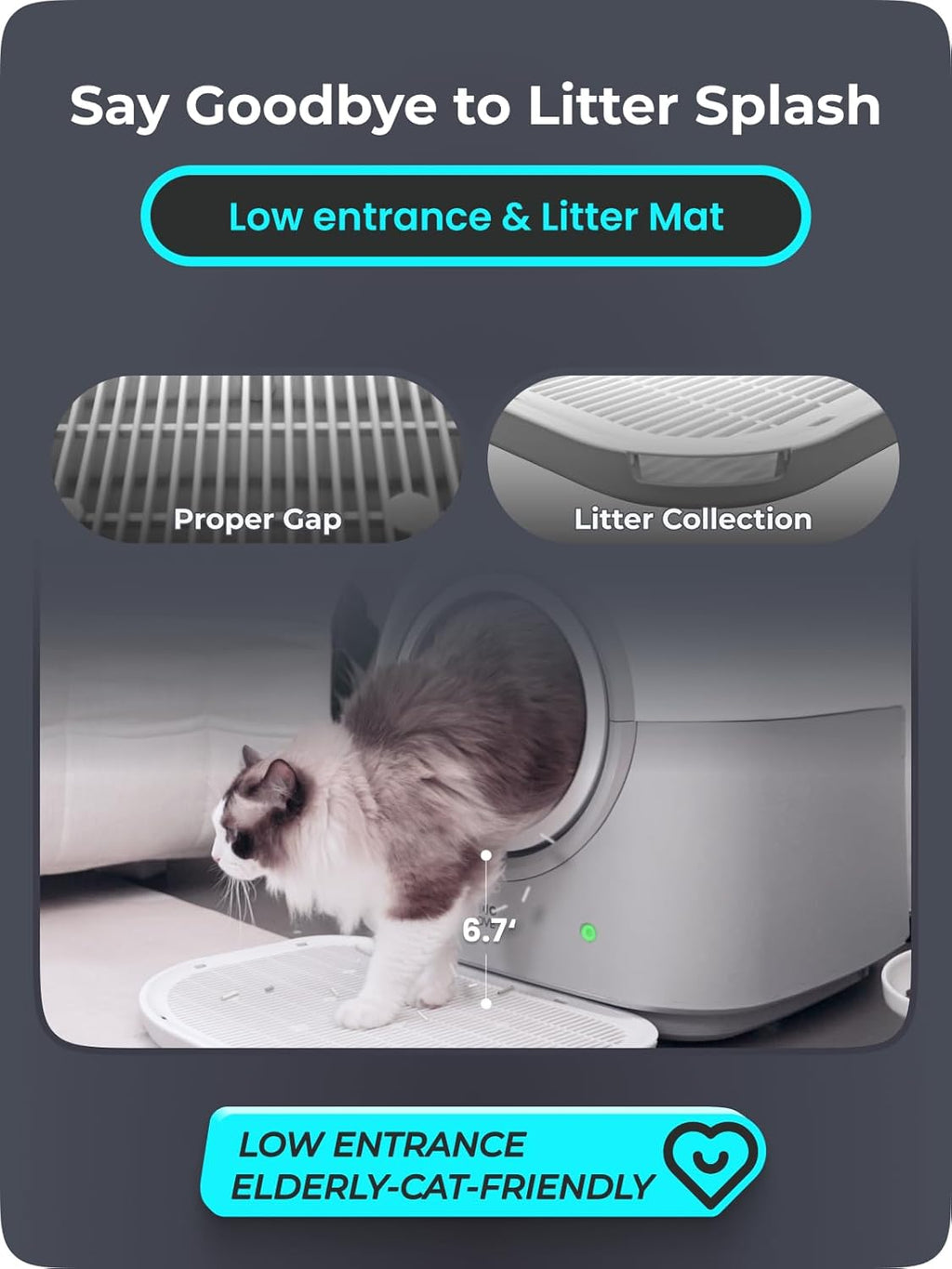 ABRCT Lettiera per gatti autopulente PRO, lettiera autopulente XXL, pesabile, igienica, inodore, controllo tramite APP, grande capacità per più gatti, con tappetino per lettiera