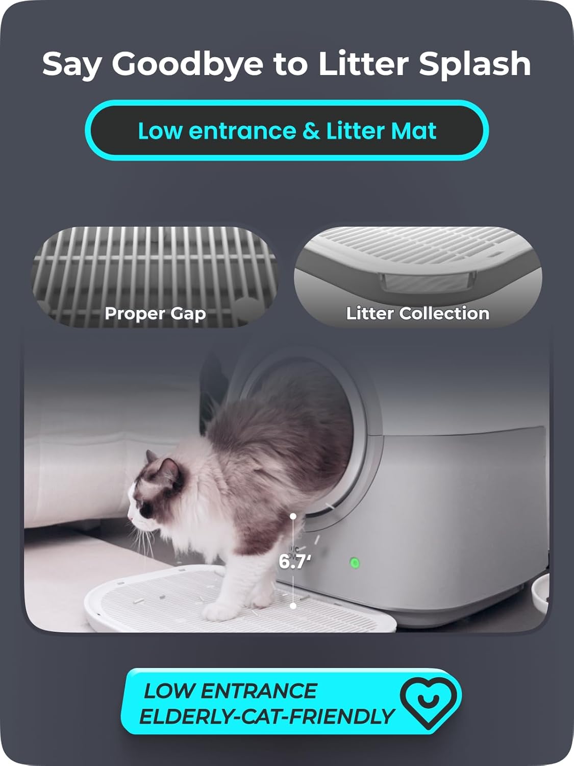 ABRCT Lettiera per gatti autopulente PRO, lettiera autopulente XXL, pesabile, igienica, inodore, controllo tramite APP, grande capacità per più gatti, con tappetino per lettiera