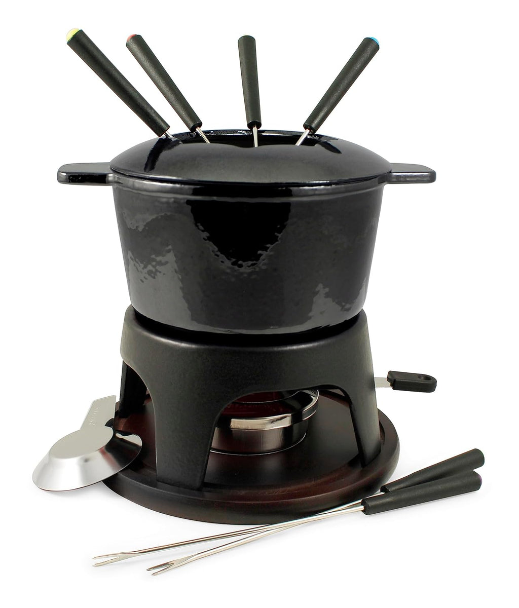 Swissmar F66705 Sierra Set Fondue 11 Pezzi, Ghisa/Acciaio Inossidabile, Rosso Ciliegia, 1.6L, Set Fondue per Carne, Formaggio e Cioccolato, per 4 Persone, Confezione Regalo