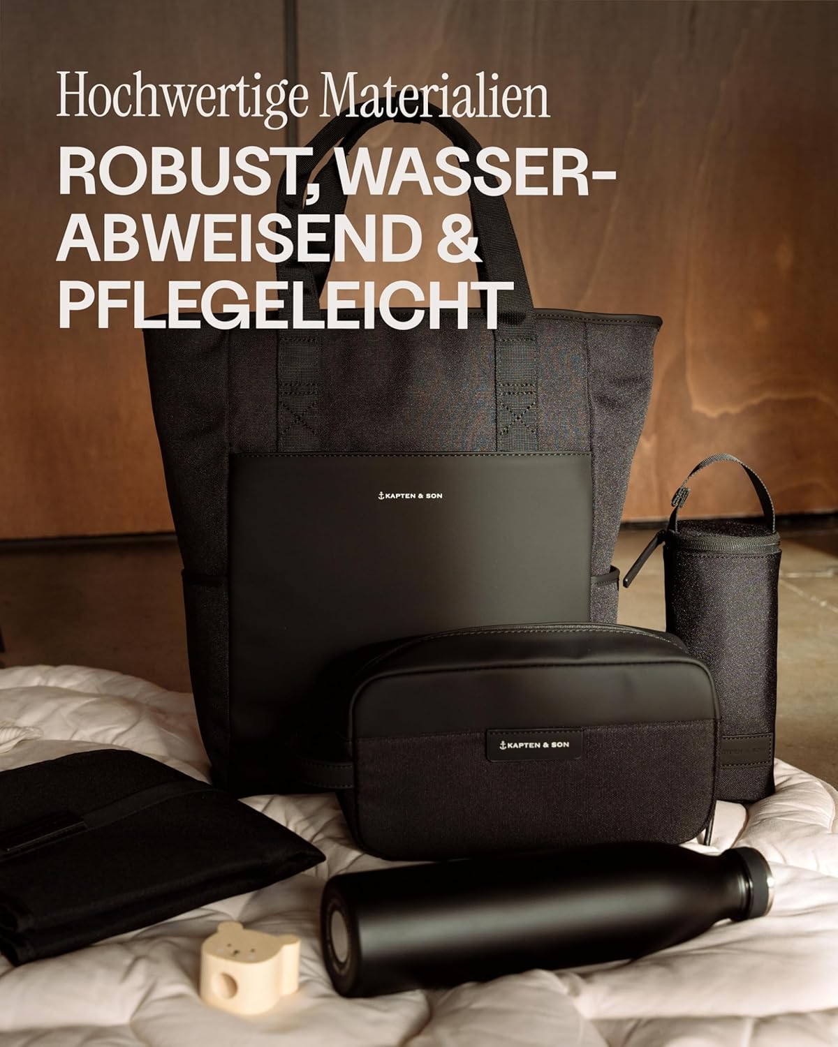 Kapten & Son Rucksack Lindby Diaper Set 12 L | 2in1 Wickelrucksack & Wickeltasche mit Kinderwagen- und Kofferbefestigung | inklusive Kulturtasche, Wickelunterlage & isolierter Flaschenhalter