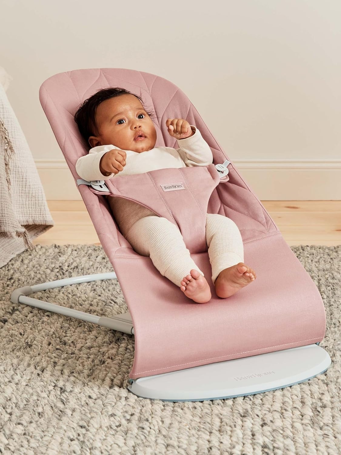 BabyBjörn Sdraietta Bliss, Tessuto trapuntato a petalo, Grigio Sabbia
