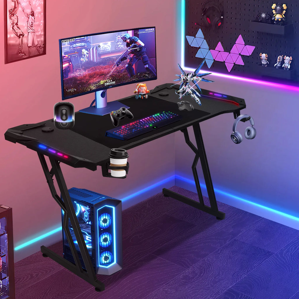 Sonnewelt Scrivania da gaming Scrivania da gioco 120/140 cm con telecomando LED