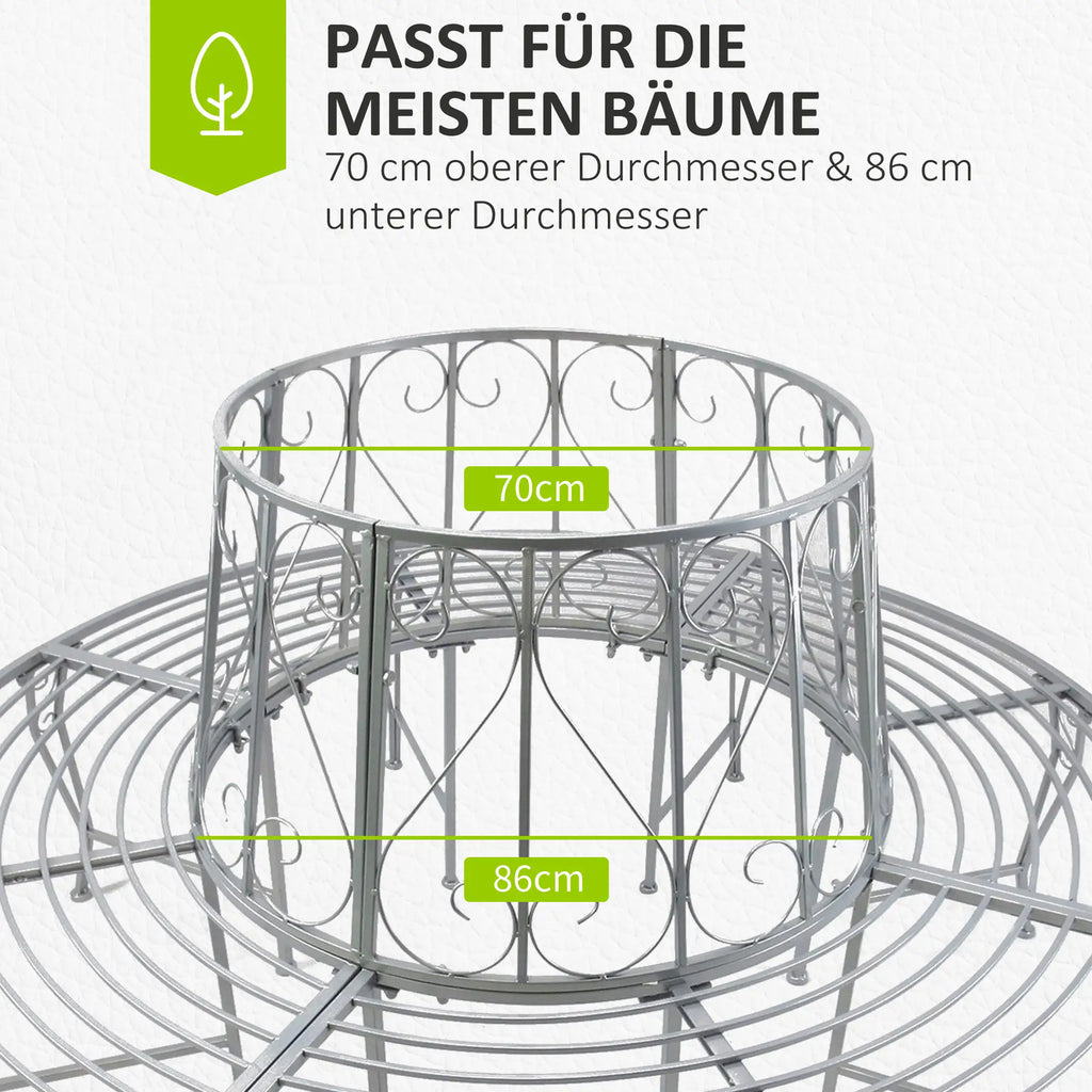 Outsunny Panchina ad anello per albero Design a 360° Ampia seduta in metallo
