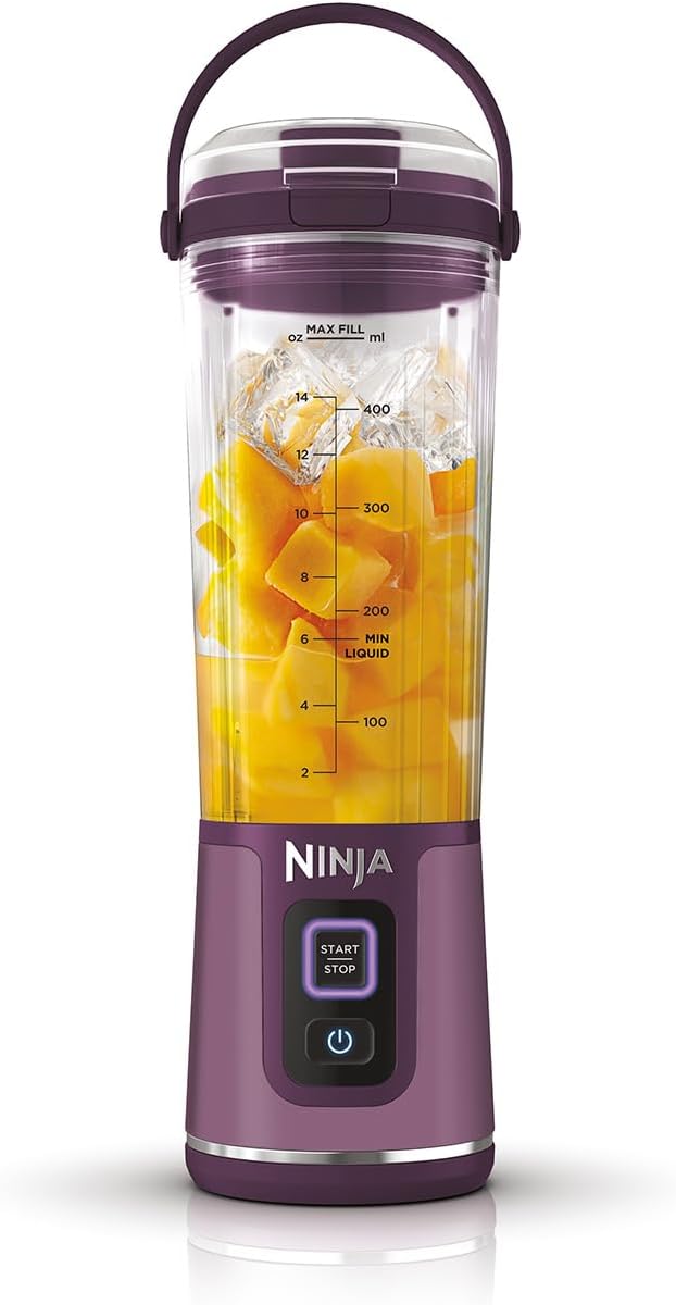 Ninja Blast Frullatore Portatile / Frullatore a Immersione / Frullatore per Smoothie, Tazza da 530 ml, Coperchio a Prova di Perdite, Mini Frullatore Potente, Senza Fili e Ricaricabile, Trita Ghiaccio e Frutta, Nero, BC151EUBK