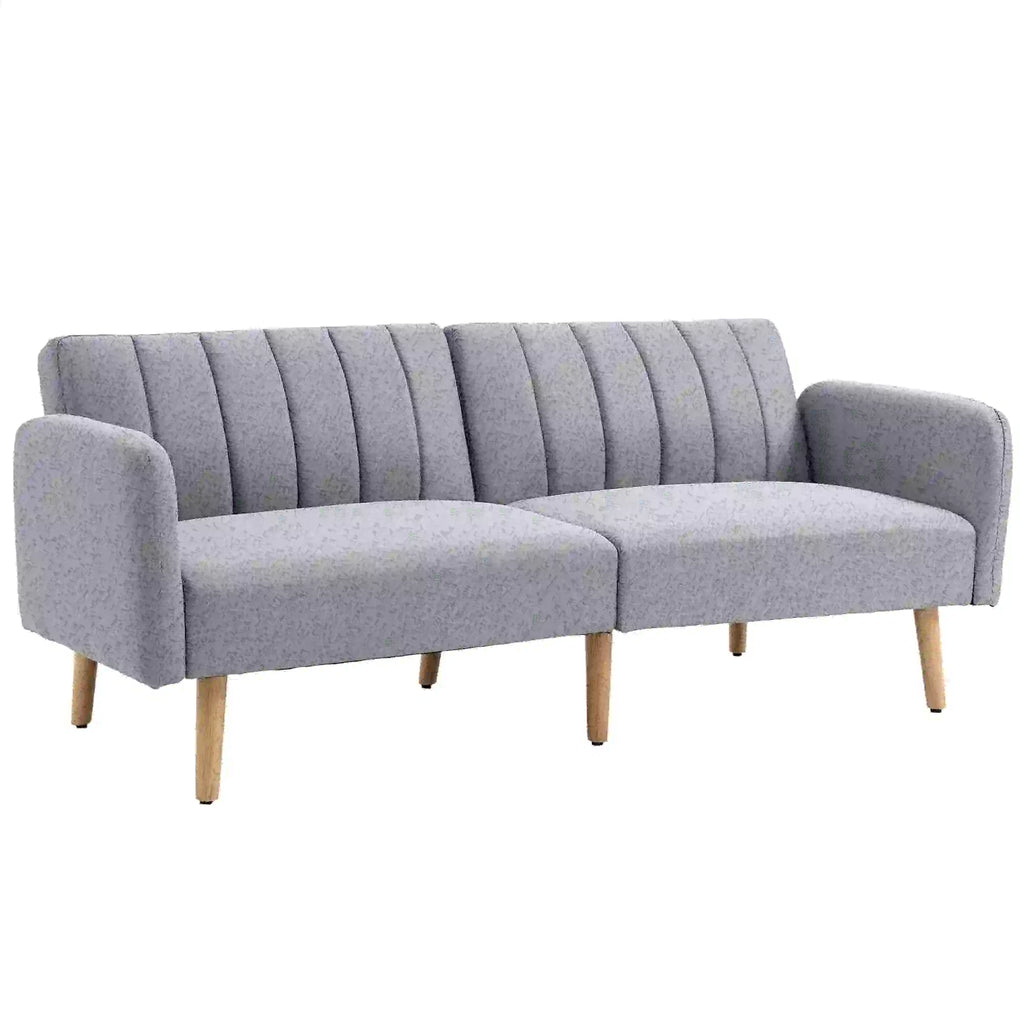 HOMCOM Schlafsofa 2-Sitzer verstellbare Rückenlehne Gästezimmer hellgrau