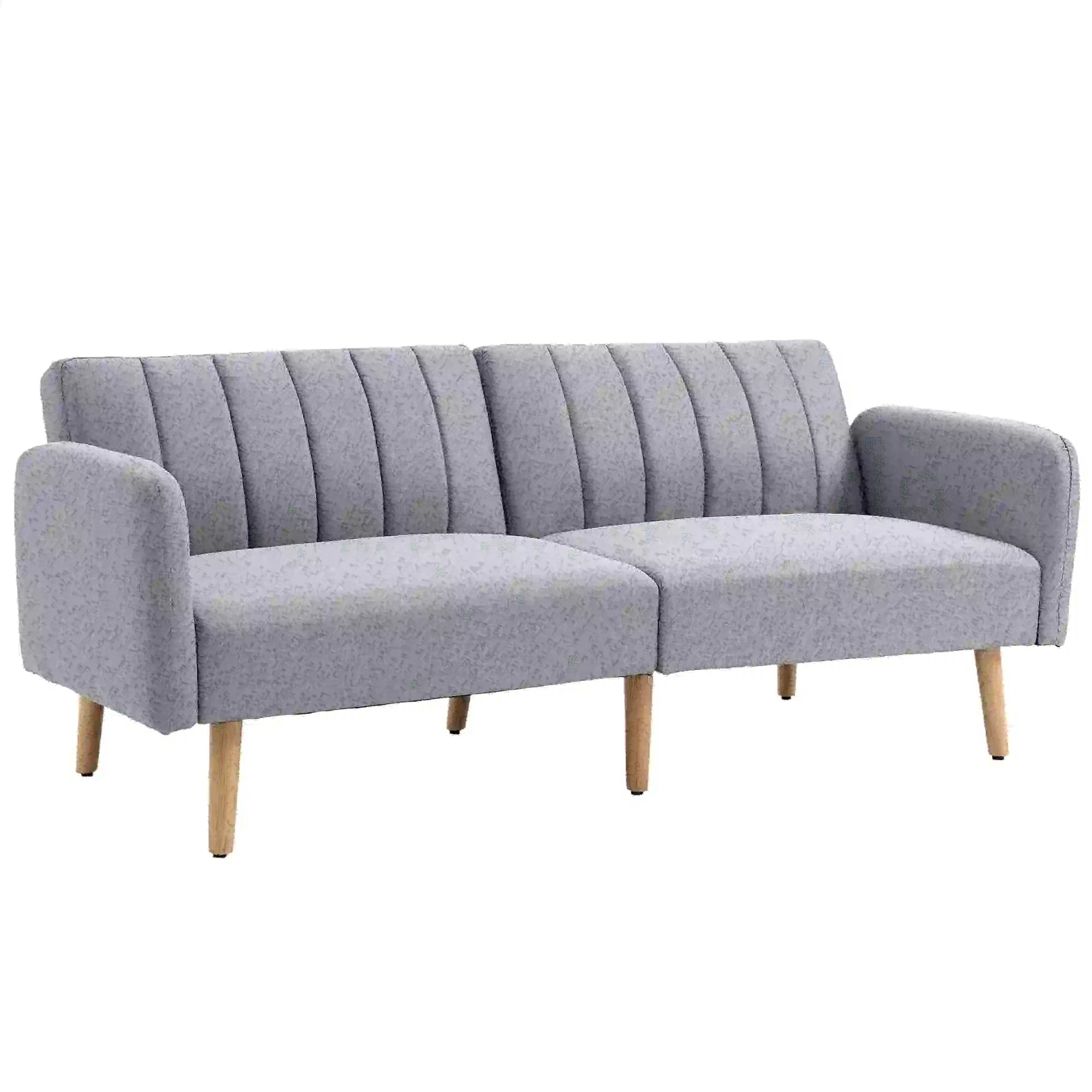 HOMCOM Schlafsofa 2-Sitzer verstellbare Rückenlehne Gästezimmer hellgrau