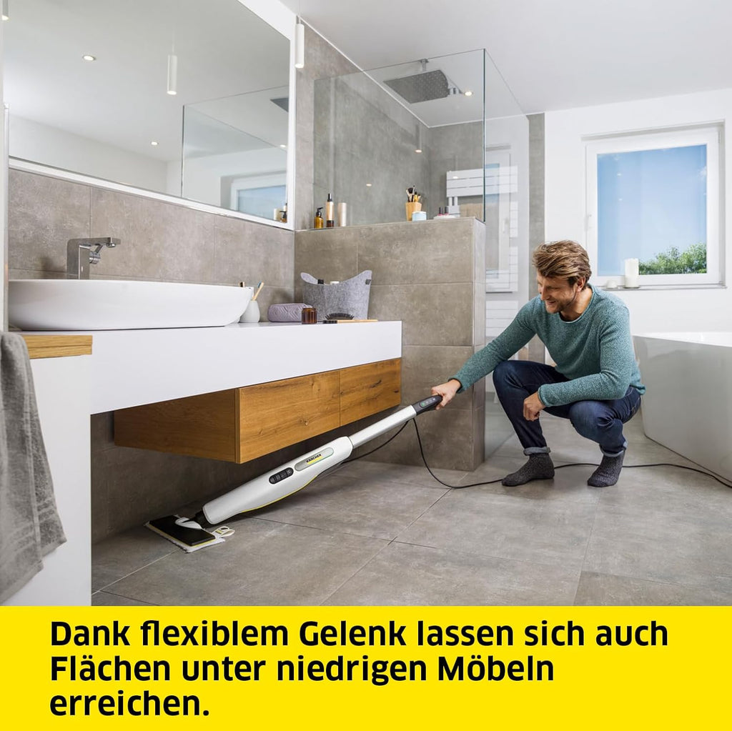 Krcher Dampfreiniger SC 3 Upright EasyFix, Aufheizzeit: 0,5 min., Flchenleistung: ca. 60 m, Tank: 0,5 l, Heizleistung: 1.600 W, mit Bodendüse, Bodentuch, Teppichgleiter, Entkalkungskartusche
