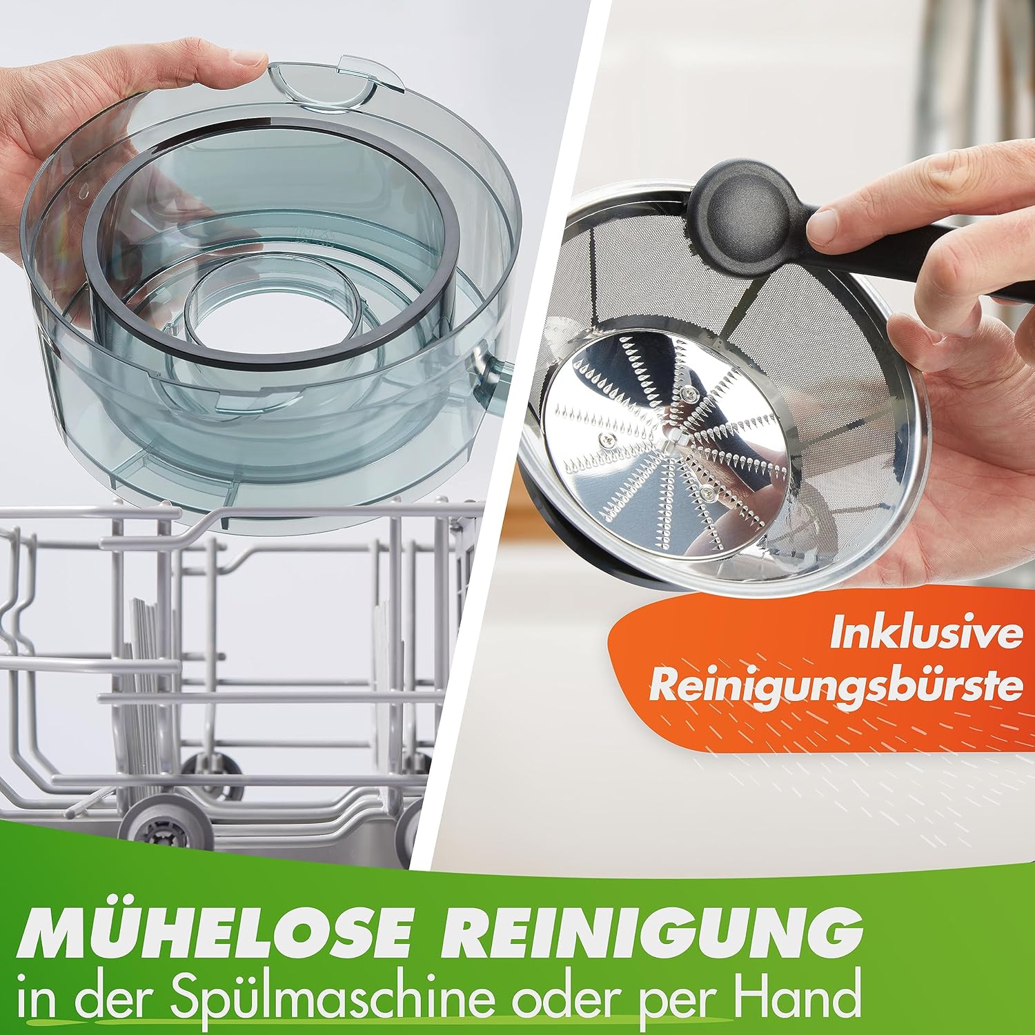 Nutrilovers *Vincitore del test* QUICK-JUICER Centrifuga in acciaio inox per frutta e verdura I Imboccatura XXL per spremere frutta intera, 800W, 2 velocità, senza BPA incl. borraccia + libro di ricette e app