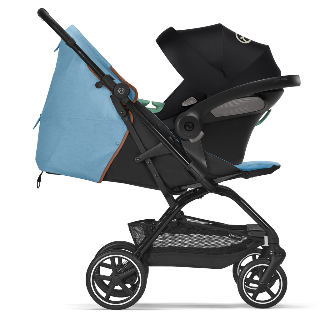 CYBEX Gold Babyschale Aton S2 i-Size, Ab Geburt bis ca. 24 Monate, Max. 13 kg, Inkl. Neugeboreneneinlage, SensorSafe kompatibel, Ocean Blue