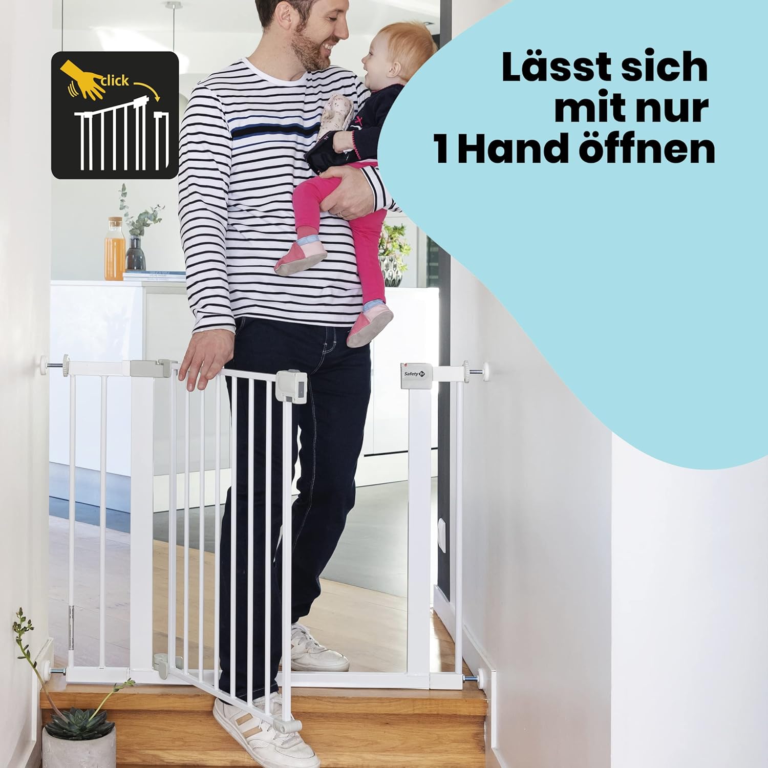 Safety 1st Easy Close Extra Tall, extra hohes (91 cm) Sicherheitsgitter aus Metall, druckfest, ideal für Kinder und Haustiere, mit einer Breite, die sich von 73 auf 80 cm ausdehnen lsst, wei