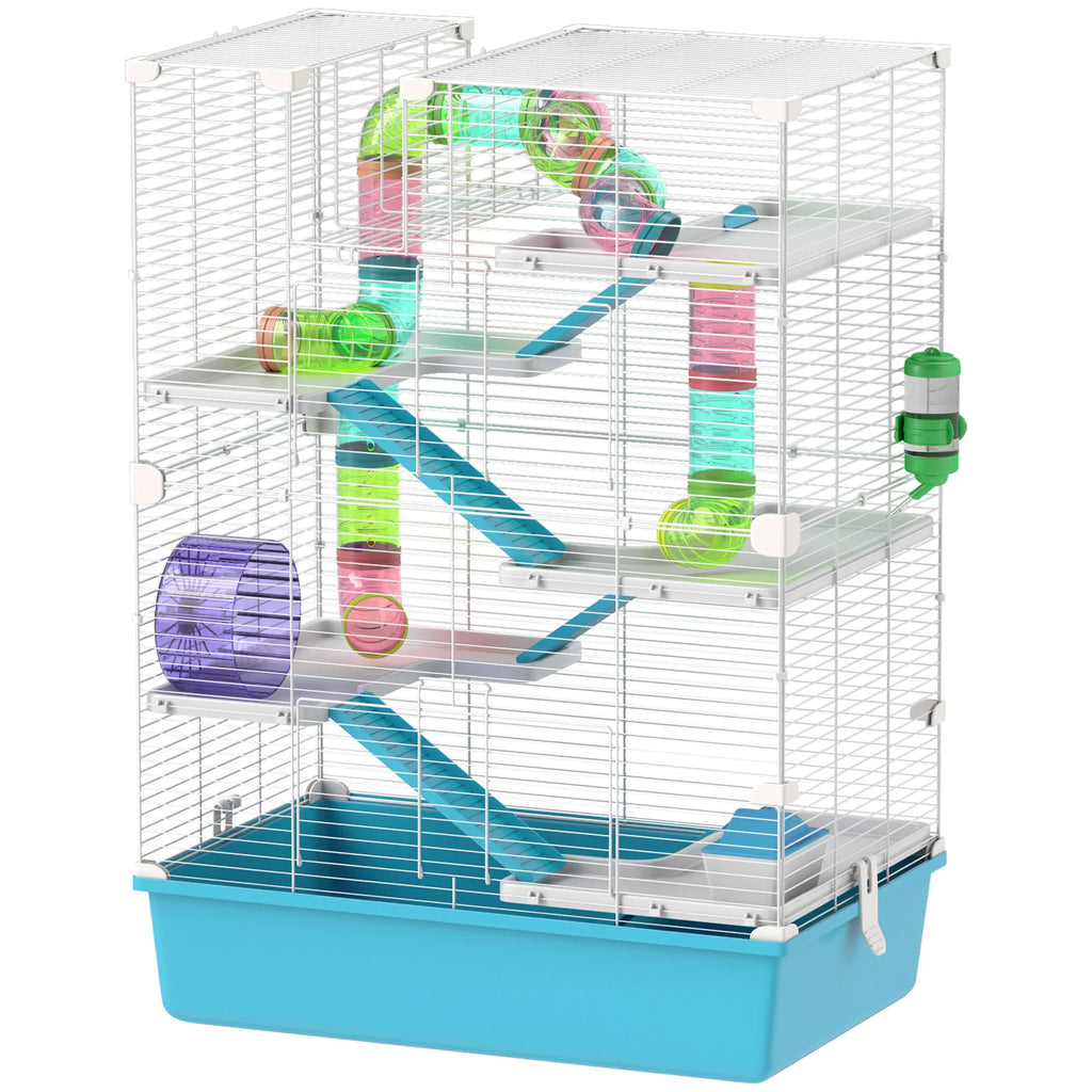 PawHut Gabbia per Criceti Gabbia per Piccoli Animali 6 Piani Sistema di Tubi Doppia Torre