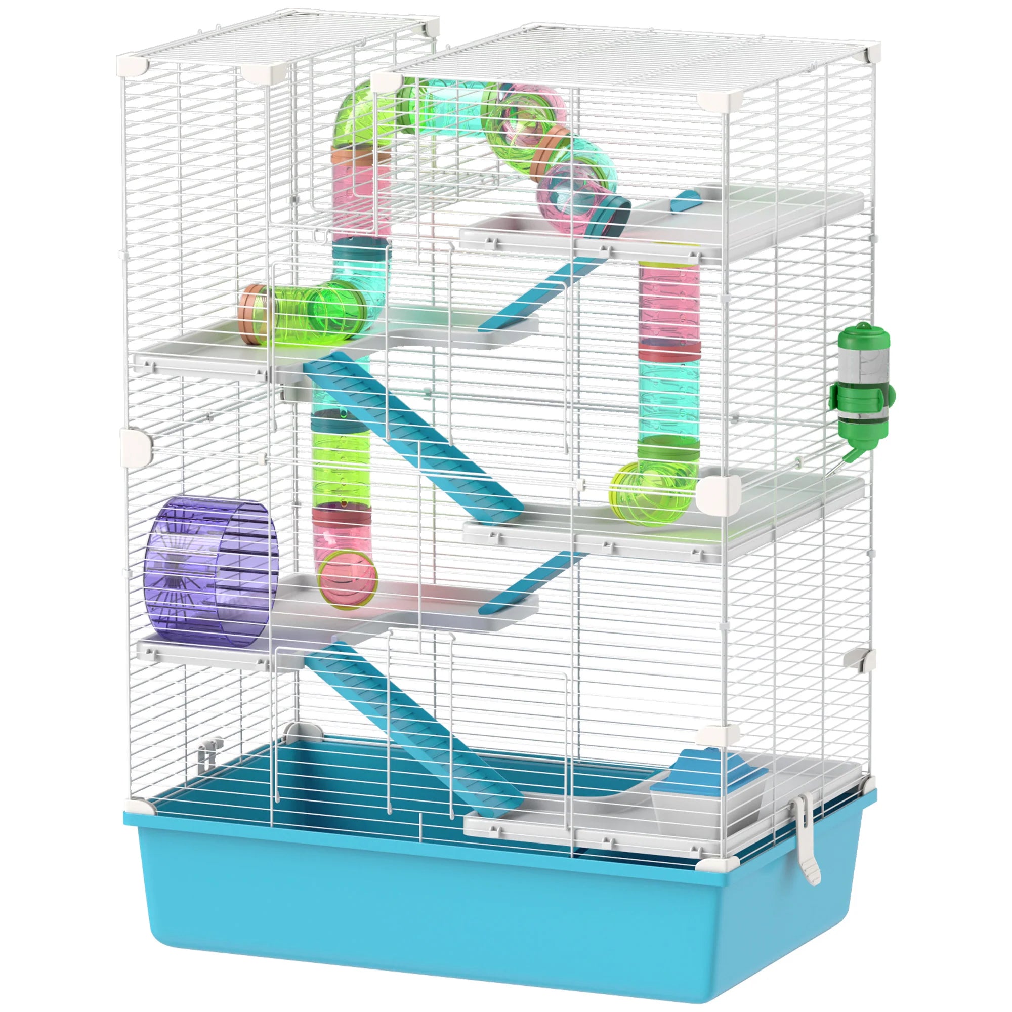 PawHut Gabbia per Criceti Gabbia per Piccoli Animali 6 Piani Sistema di Tubi Doppia Torre