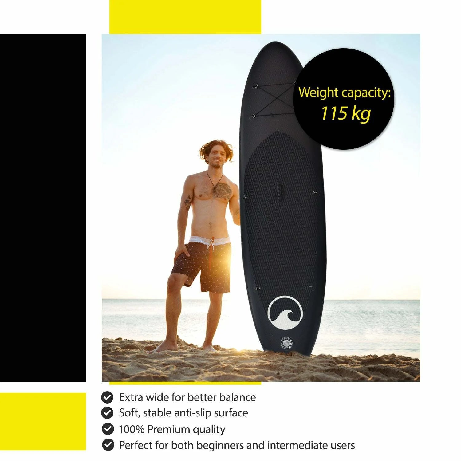 Set SUP Board Deep Sea Pro (300cm), nero