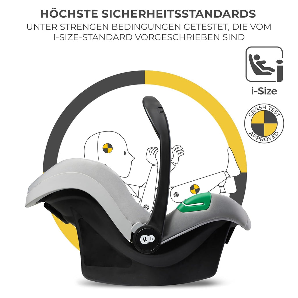 Kinderkraft NEWLY Kinderwagen 3 in 1, Komplettset bis 22 kg, Kindersitz I-Size 40-75 cm im set, Kombikinderwagen mit Fußsack, wasserfestes Verdeck mit UPF50+, Zusammenklappen, Liegeposition, Beige