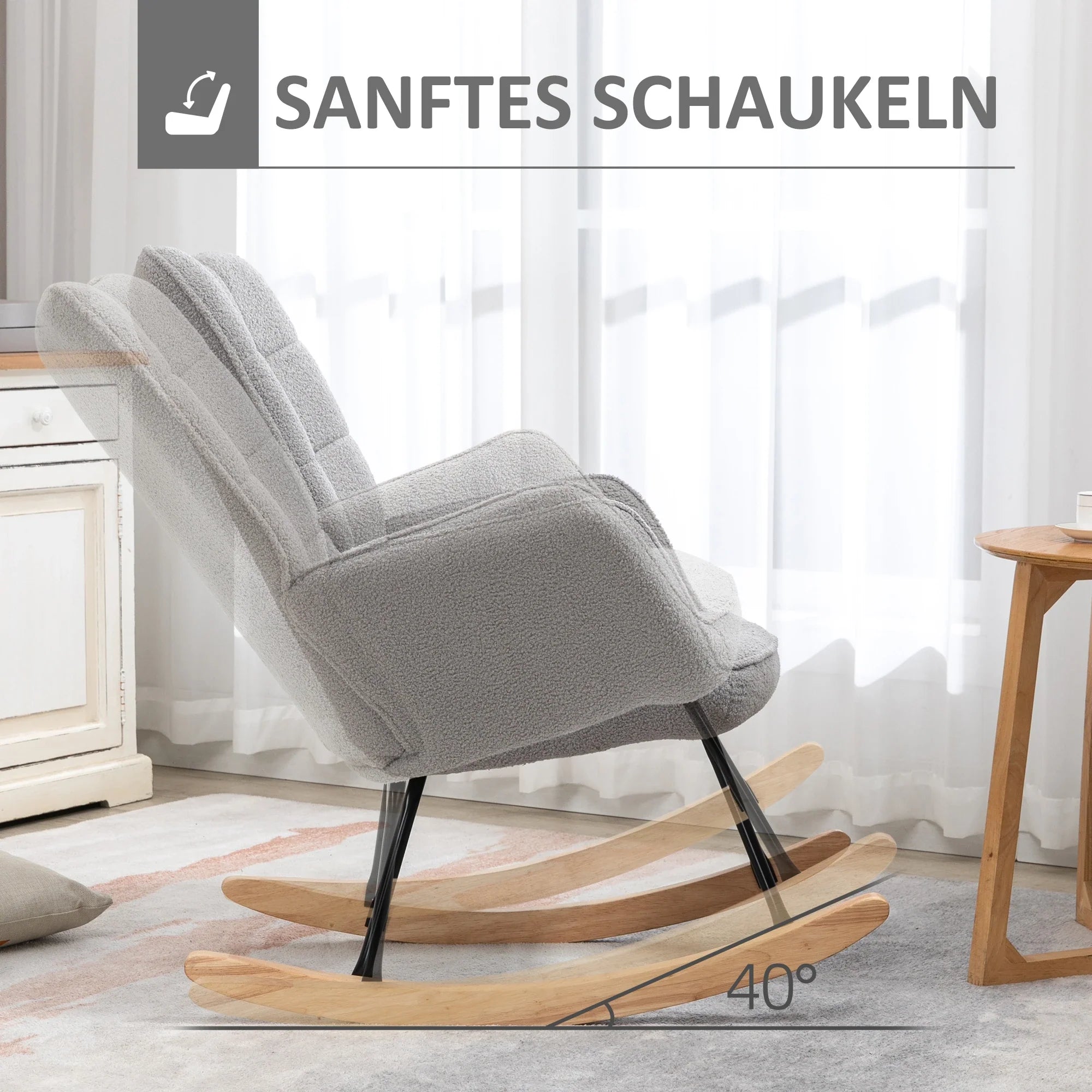 HOMCOM Schaukelstuhl Wohnzimmer Schwingsessel elegant gemütlich