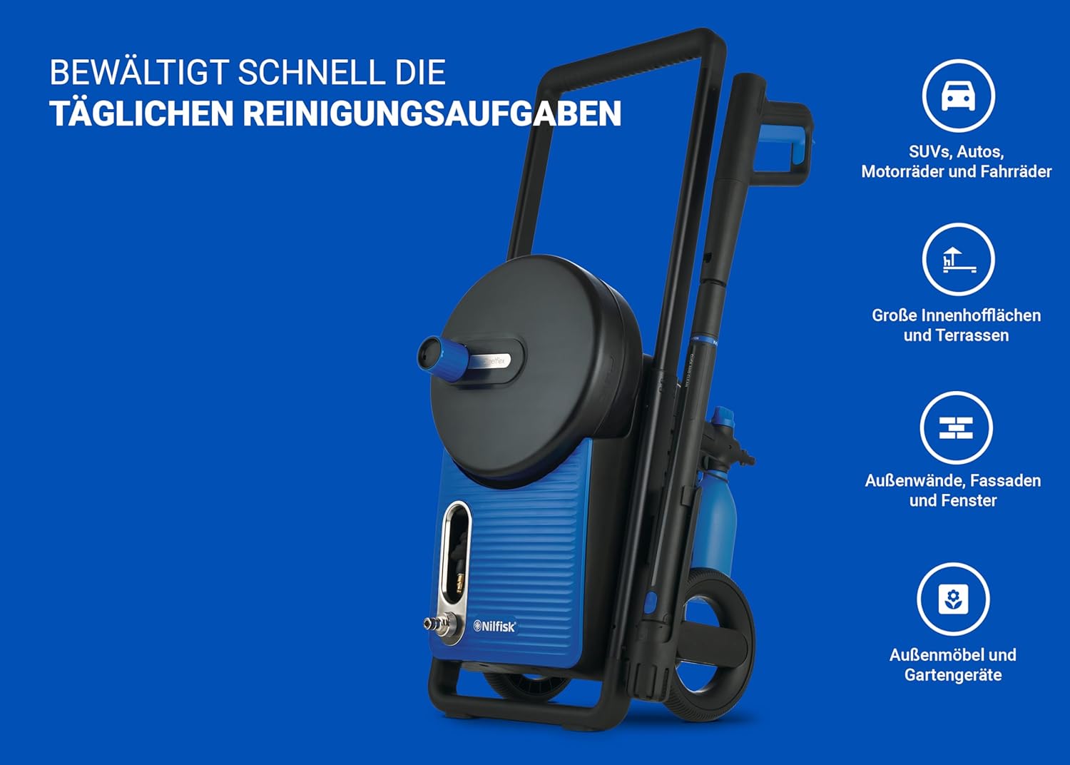 Nilfisk Excellent 170 Bar Hochdruckreiniger - Leistungsstarker Druckreiniger für Außenbereiche und Autos (2300 W)
