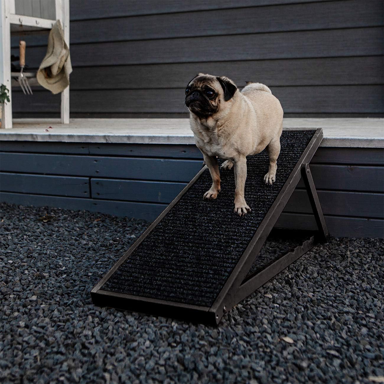 Holtaz Rampa per Cani Rampa per Gatti Scaletta per Cani per Letto o Divano Pieghevole in Legno Petwalk Scala per Cani Rampa di Carico per Animali Domestici con Inserto Antiscivolo Naturale