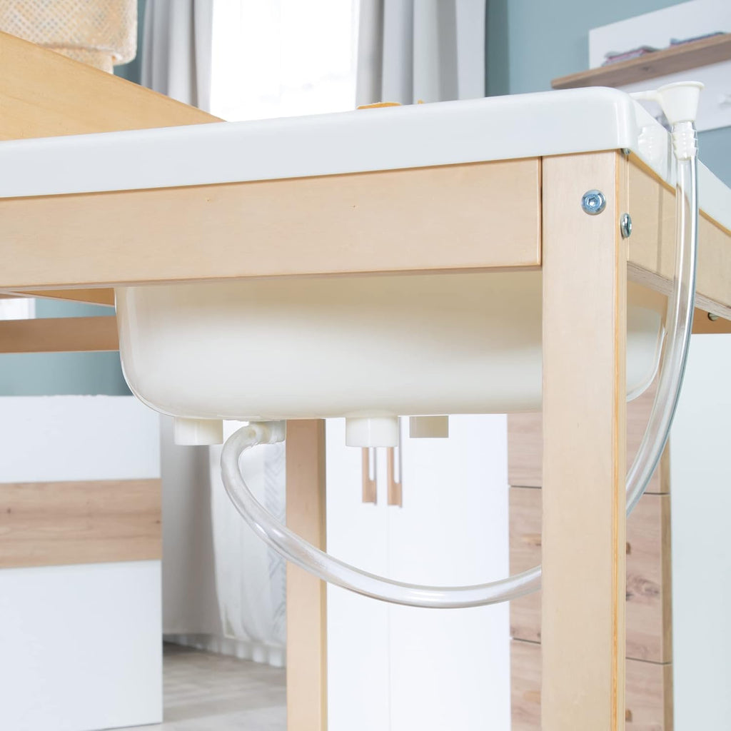 roba Fasciatoio da Bagno Combinato + Materassino Fasciatoio Style grigio - Fasciatoio Mobile Combinato con Vasca Integrata - con piano fasciatoio estraibile - Legno bianco