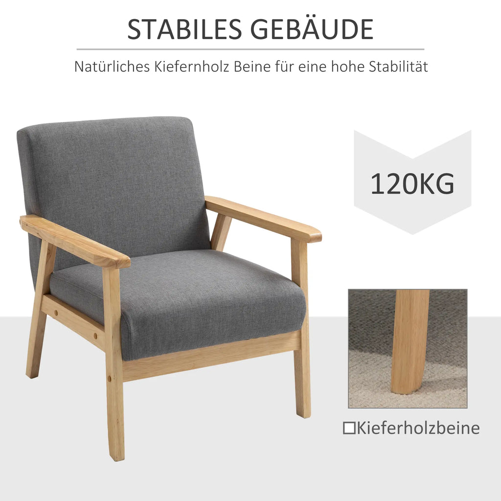 HOMCOM Polsterstuhl Wohnzimmer skandinavisches Design breite Sitzfläche