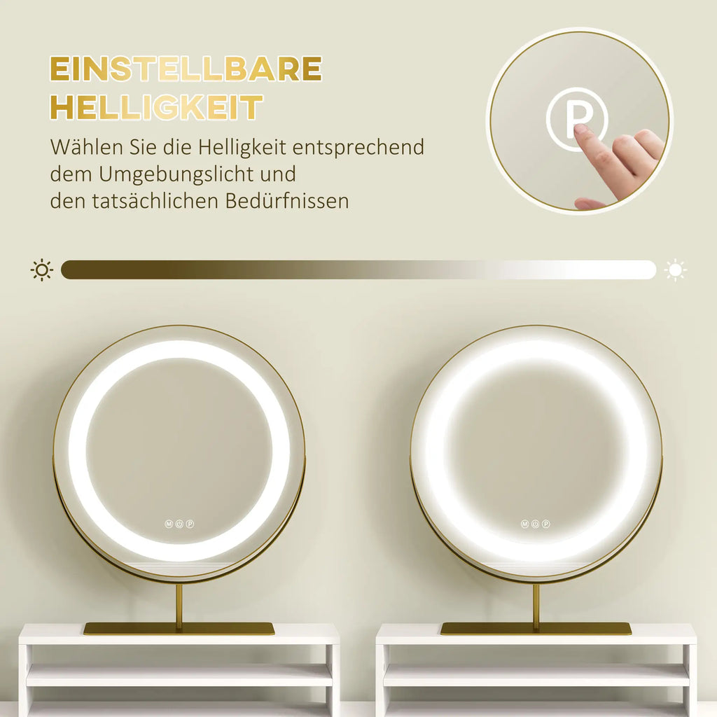 HOMCOM Toeletta con Luci LED e Specchio Girevole a 360° Bianco