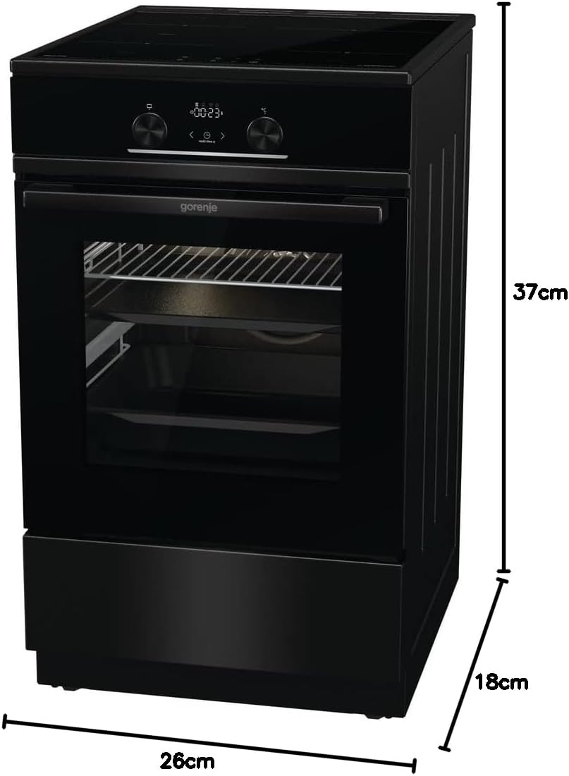 Gorenje GEIT5C61SPG Cucina indipendente con piano cottura a induzione, 50 cm, 70 litri, argento, PerfectGrill, AirFry, FrozenBake, Pizza Mode 300°C, AquaClean, Made in Europe, inox