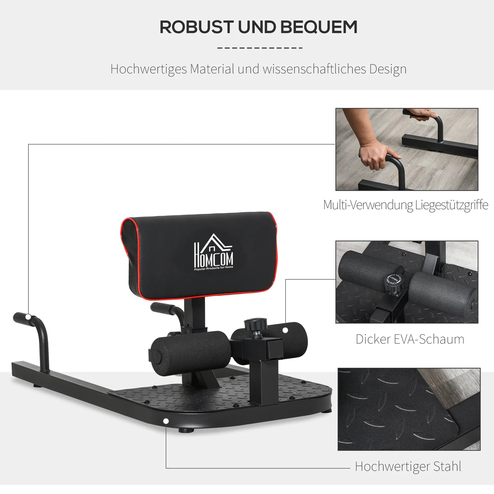 HOMCOM Sissy Squat 3in1 attrezzo per squat regolabile in altezza