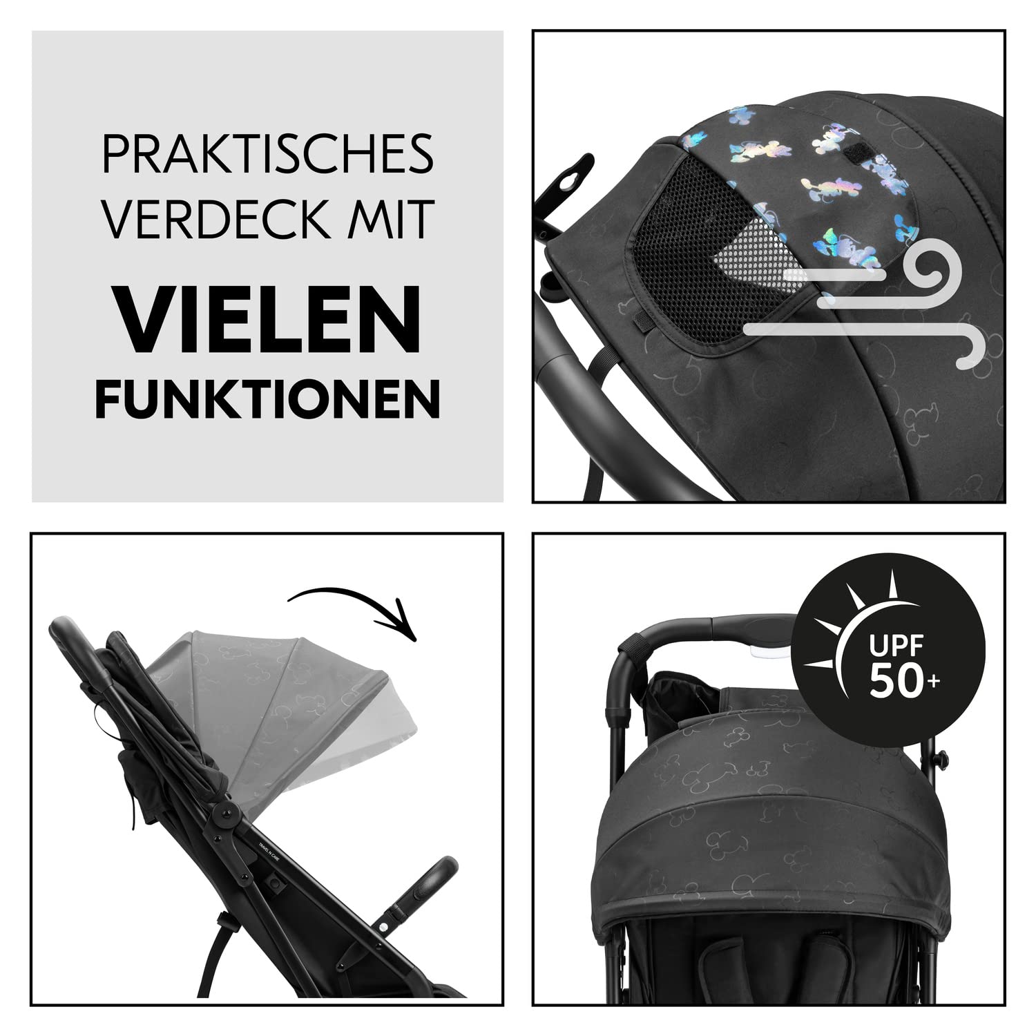 hauck Passeggino leggero Travel N Care per bambini dalla nascita fino a 22 kg con funzione reclinabile, ultraleggero - 6,9 kg, chiudibile con una mano, UPF 50+, ruote in EVA, cestino fino a 3 kg (Dark Olive)