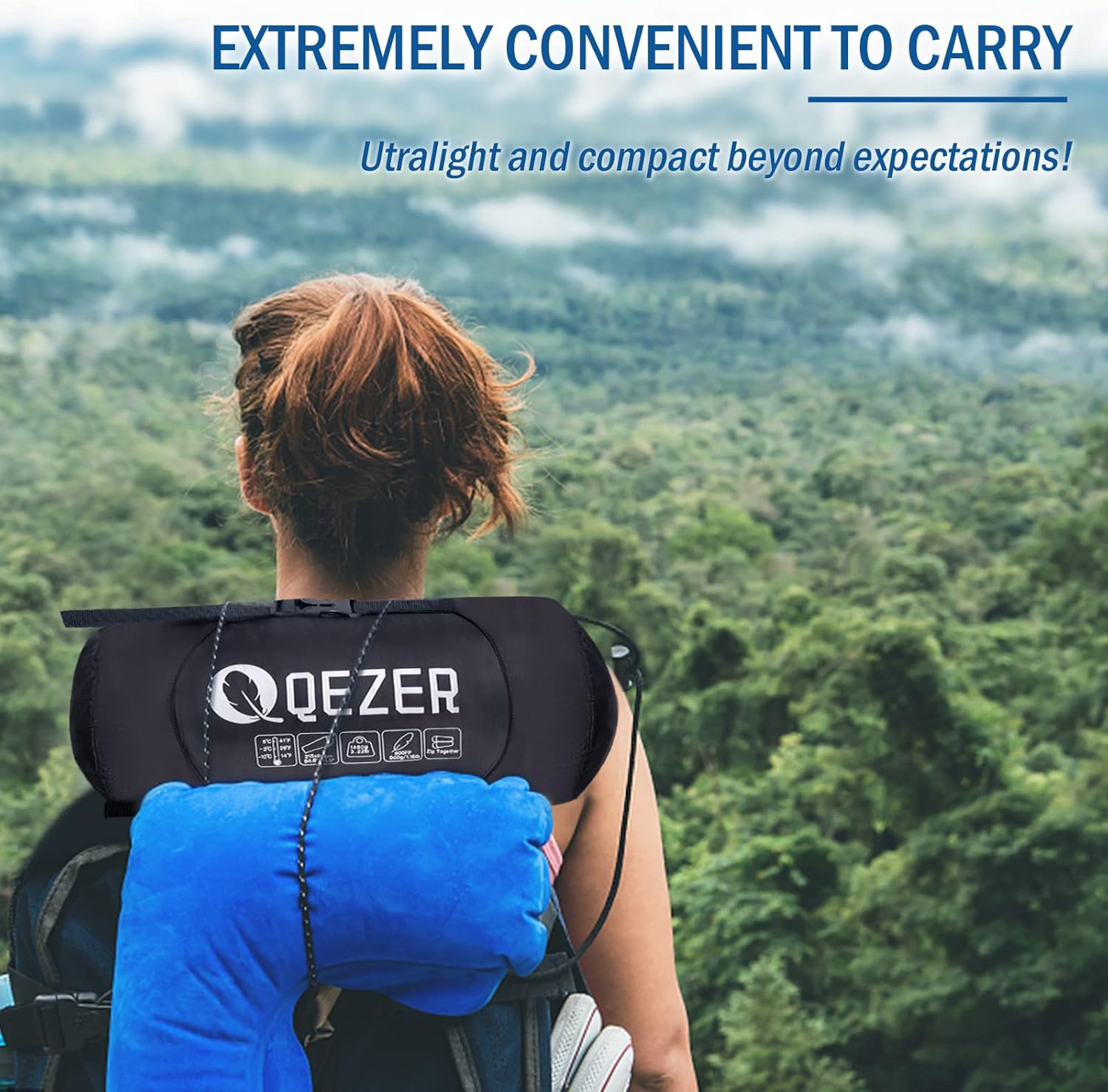 QEZER Daunenschlafsack Warmer Winter Schlafsack Outdoor -8°C bis -23°C 4 Jahreszeiten Mumienschlafsack für Erwachsener und Jugendliche Camping Outdoor und Indoor