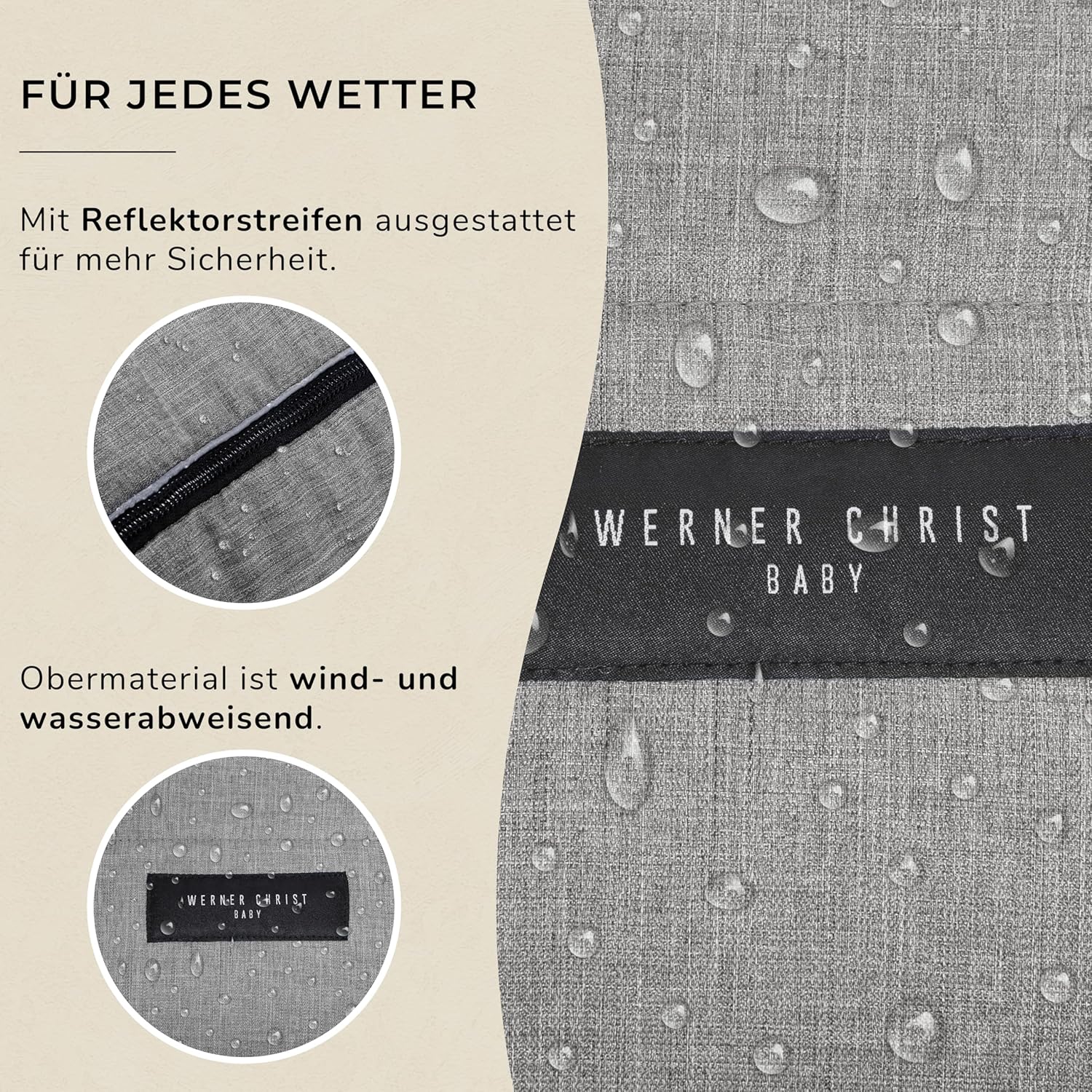 WERNER CHRIST BABY, Kinderwagen-Fußsack CORTINA – Thermo Winterfußsack (Kinder ab 6 - bis 36 Monate), mit herausnehmbarer Lammfelleinlage, medizinisches Fell, in Black (schwarz)