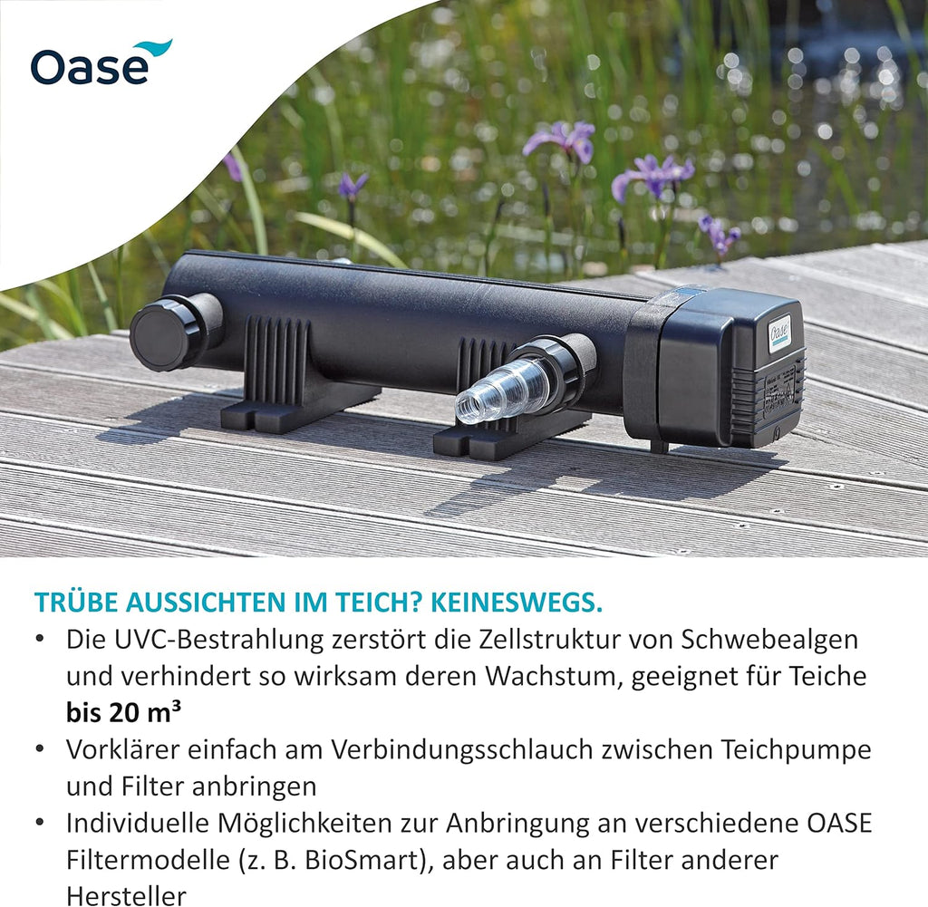 OASE 57377 Filtro a flusso continuo BioSmart UVC 16000 adatto per laghetti fino a 16 m³, sistema di filtraggio, set di filtraggio incl. materiale filtrante e chiarificatore UVC, nero