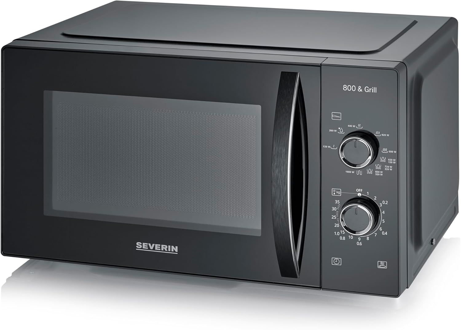SEVERIN 2-in-1 Mikrowelle mit Grill 800 W, Grillofen mit 25 L Kapazitt und 9 Leistungsstufen, Mikrowelle mit Grillrost und Drehteller, silber, MW 7785